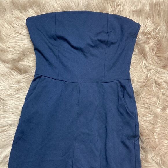 Fraiche by J Strapless Navy Cropped Jumpsuit - Picture 3 of 10